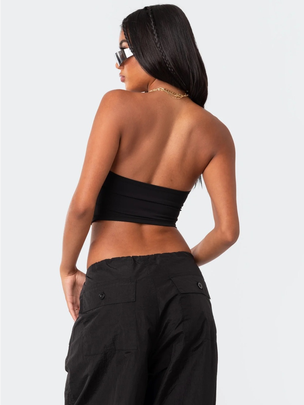 Edikted Black Darcey Cut-Out Tube Top - Size Medium - Picture 4 of 9
